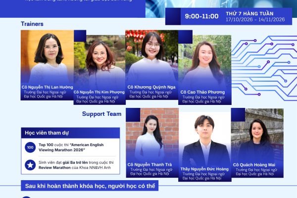 Trường Đại học Ngoại ngữ triển khai khóa học “Ứng dụng trí tuệ nhân tạo trong dạy học ngoại ngữ” dành cho Top100 thành viên xuất sắc của Dự án Marathon 2026
